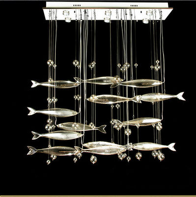 Chromeまたは銀製G4ガラス現代吊り下げ式の軽い魚の定形家の装飾